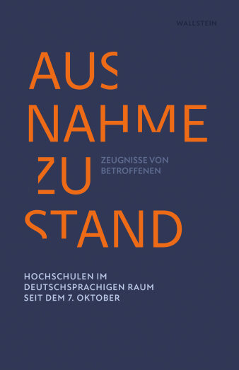 Blaues Buchcover mit Schrift in Orange und Weiß
